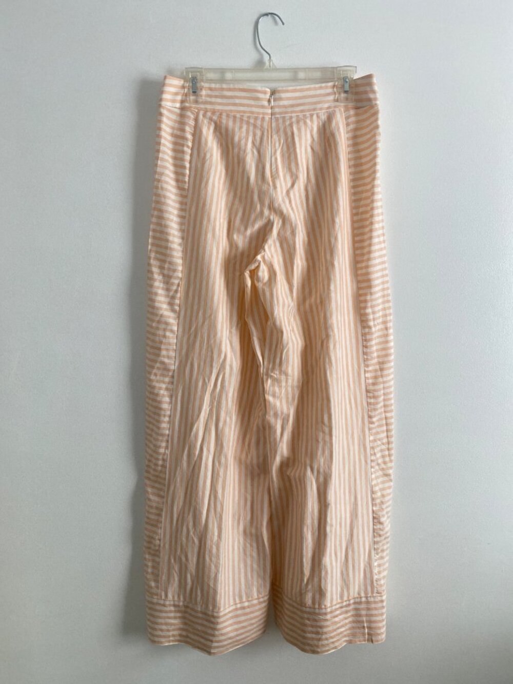 Marie Oliver Peach & White Striped Wide-Leg Pants Size 6 High-Rise Lightweight - Picture 4 of 7